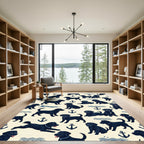 Playful Black Labrador Nautical Anchor Illustration Rug