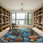 Golden Anemone Coral Blue Ocean Rug