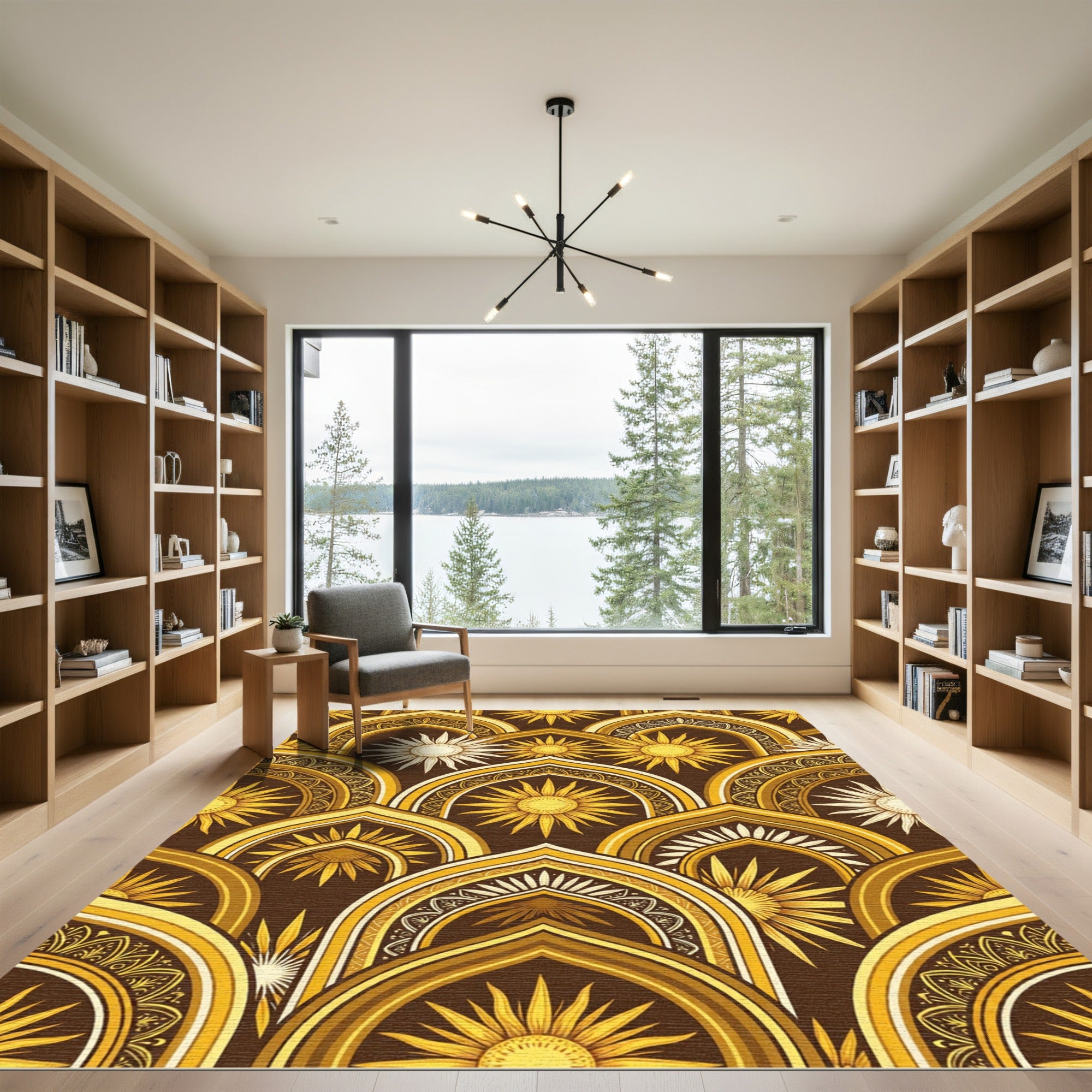 Golden Sun Arch Geometric Earthy Tone Rug