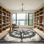 Vintage Nautical Compass Rose Rug