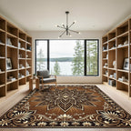 Ornate Bronze Starburst Floral Medallion Rug