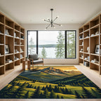 Golden Peaks Alpine Forest Landscape Rug