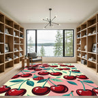 Vibrant Retro Cherry Strawberry Fruit Art Rug