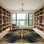 Radiant Golden Starburst Sunburst Geometric Art Rug