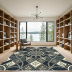 Dark Gray Chain Medallion Floral Diamonds Rug