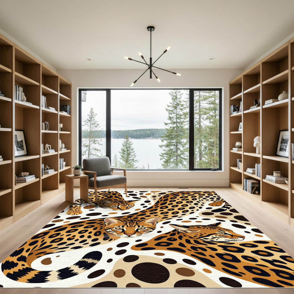Golden Ocelot Spot Animal Portrait Rug