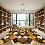 Brown Gold Diamond Interlocking Cubes Rug