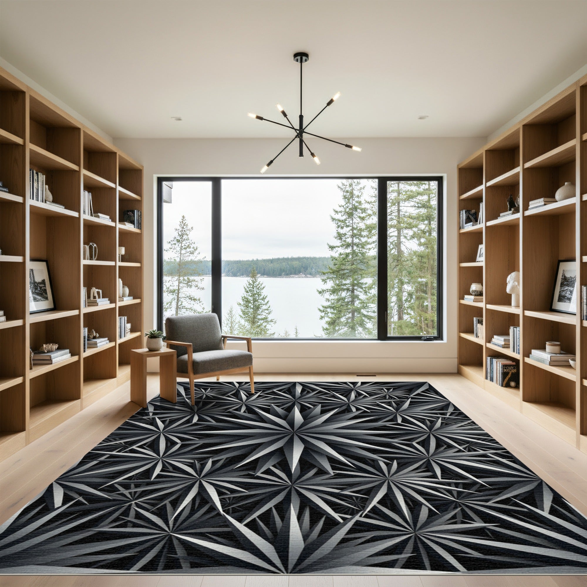 Monochromatic Starburst Abstract Composition Rug