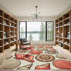 Coastal Seashell Collection in Peach and Sand Rug