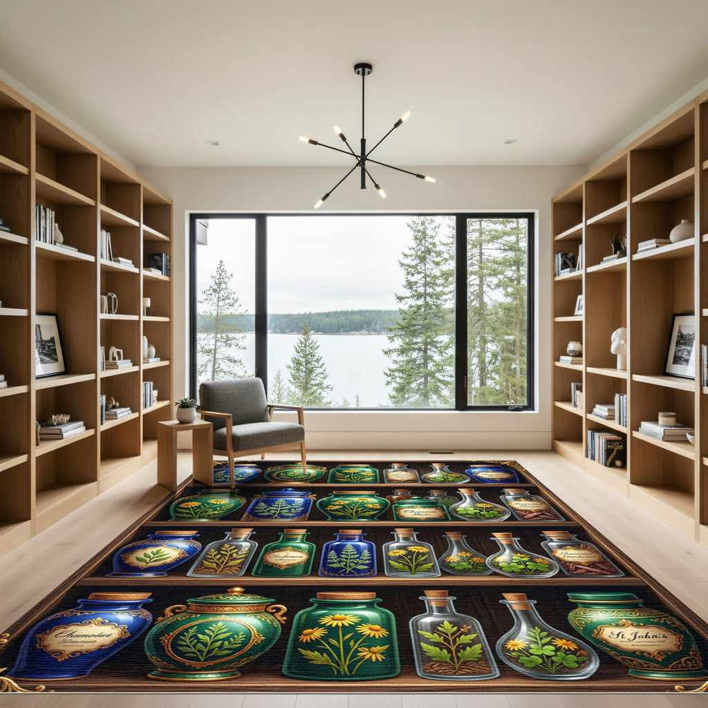 Alchemist Apothecary Herb Jar Collection Rug