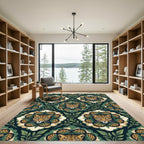 Emerald Leopard Floral Medallion Rug