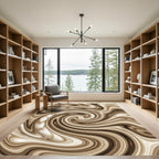 Brown Marble Swirl Abstraction Rug
