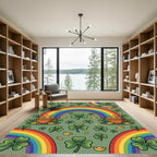 Vibrant Lucky Shamrock Rainbow Gold Rug
