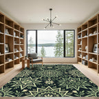 Sage Green Botanical Starburst Medallion Rug