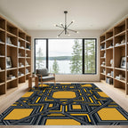 Geometric Ochre Interlocking Squares Rug