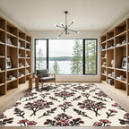 Delicate Pink Floral Botanical Meadow Rug