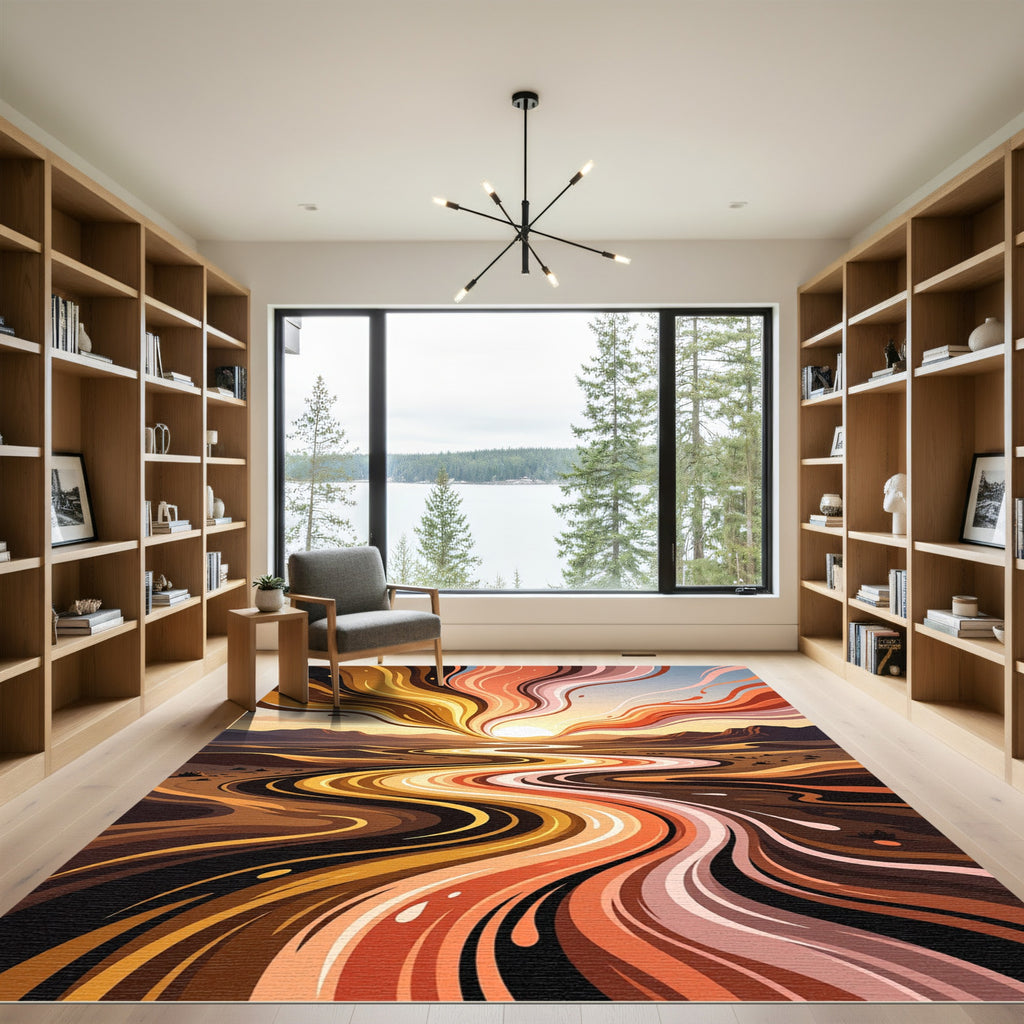 Sunset Swirl Abstract Desert Landscape Rug