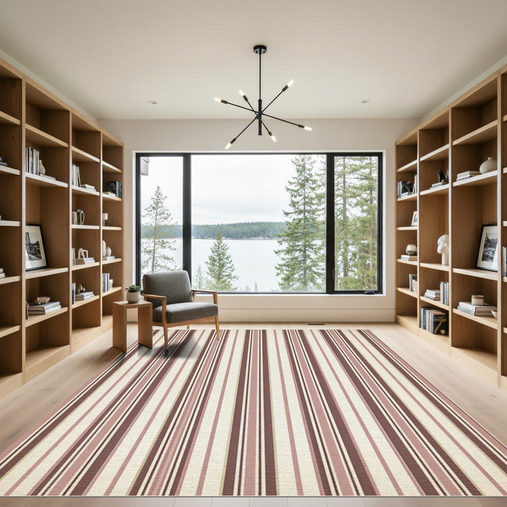 Delicate Plum Striped Vertical Accent Rug