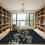 Grayscale Paw Prints Smoke Trails Rug