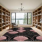 Art Deco Shell Blush Black Rug