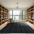 Matte Charcoal Geometric Grid Facade Rug