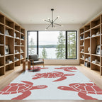 Playful Coral Sea Turtle Geometric Rug