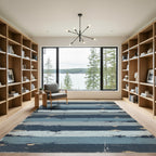 Distressed Navy and Faded Blue Stripe Rug