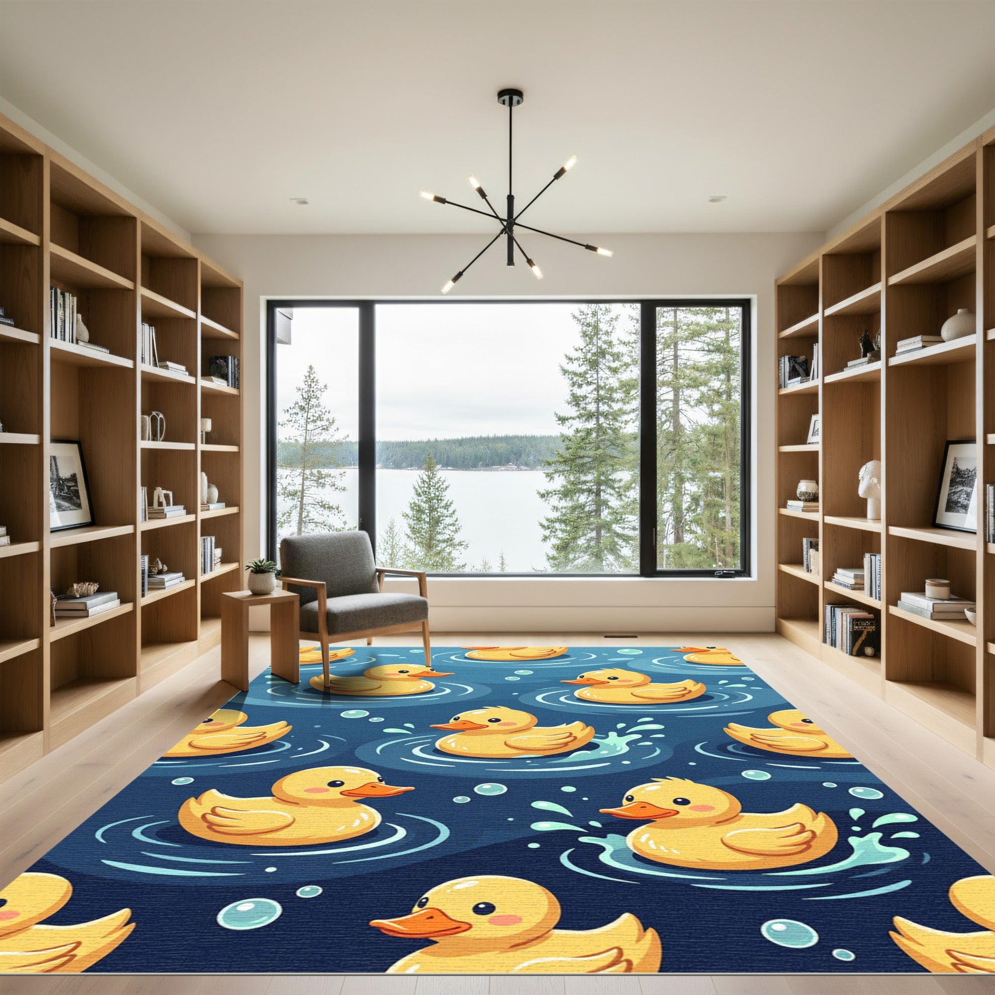 Playful Yellow Rubber Duckling Aquatic Rug