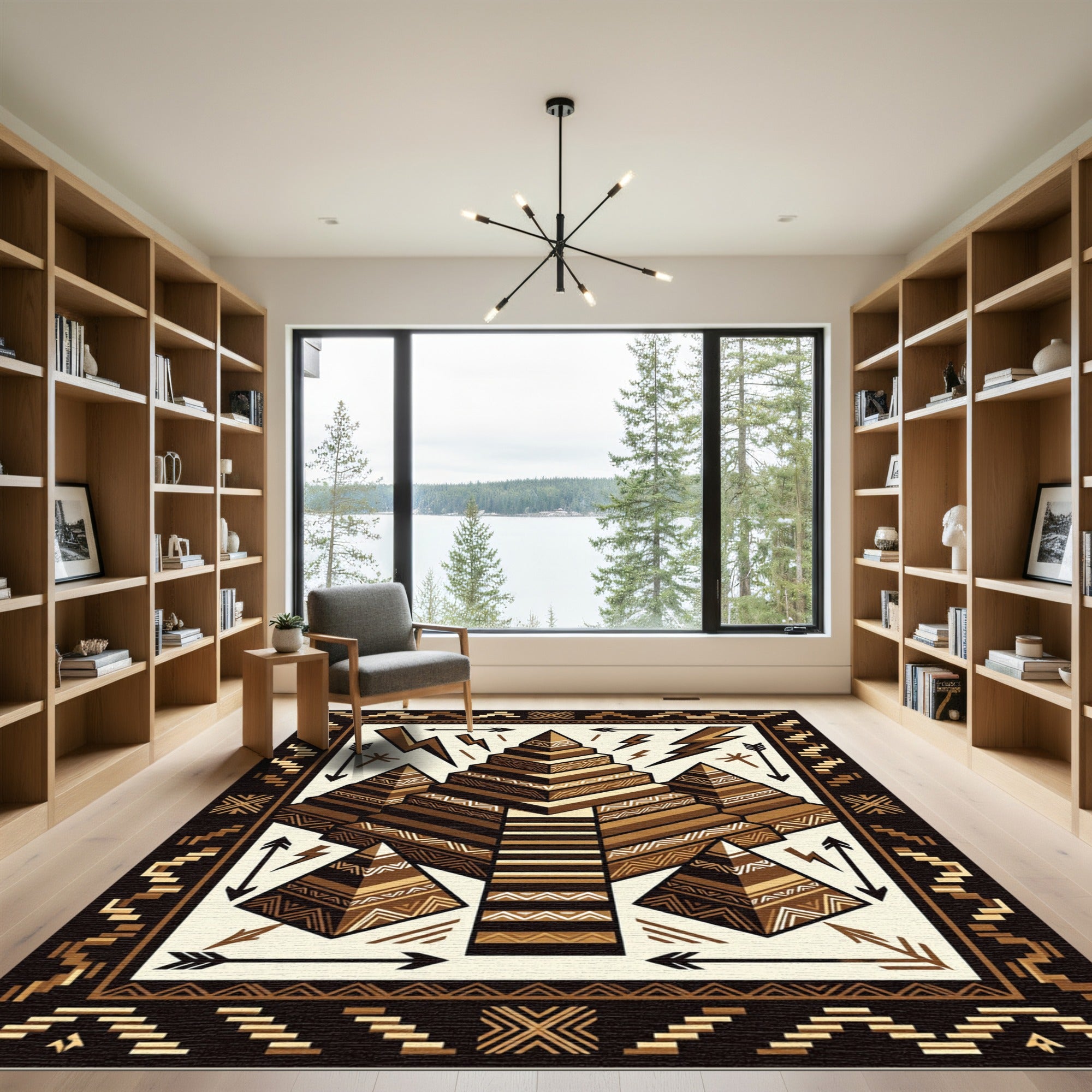 Geometric Pyramid Earth Tone Abstract Rug