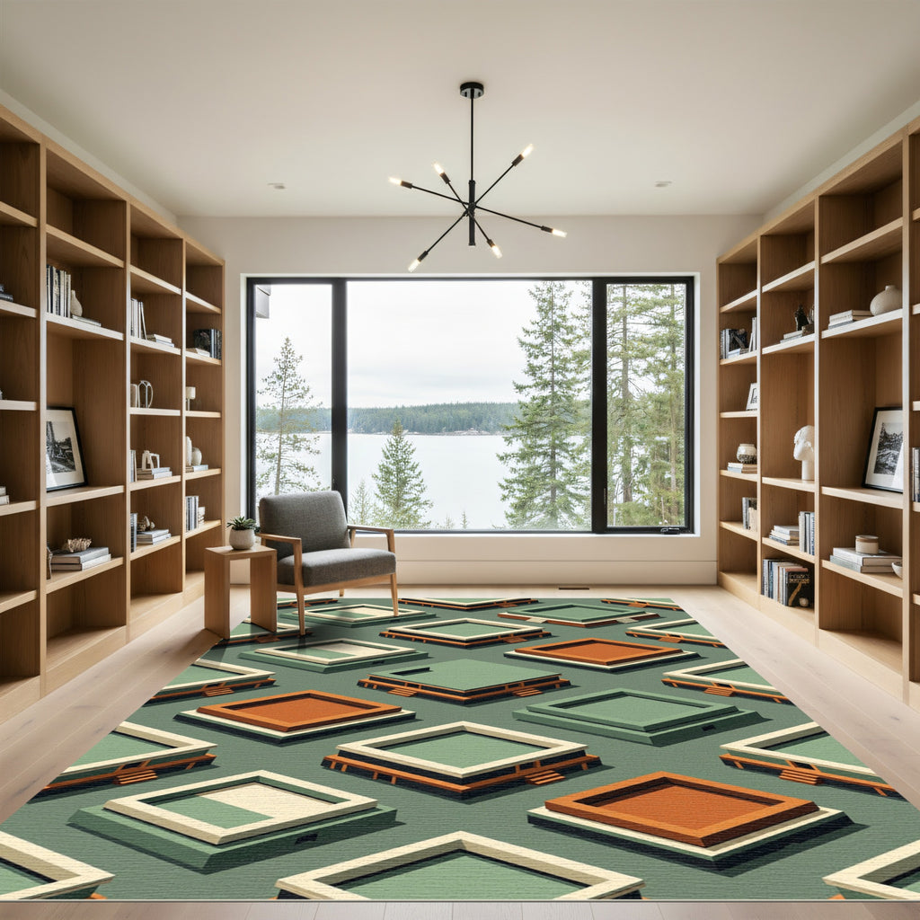 Earthy Tones Geometric Architectural Rug