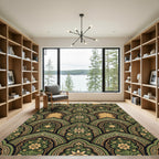 Emerald Green Archway Floral Medallion Rug