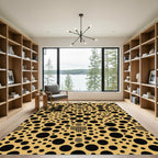 Golden Black Circle Scattered Composition Rug