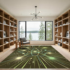 Atomic Swirl Green Yellow Burst Rug