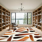 Earthy Brown Abstract Painterly Brushstrokes Rug