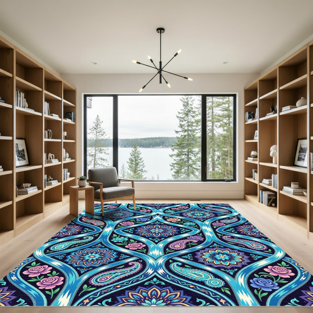 Vibrant Paisley Medallion Floral Lattice Rug