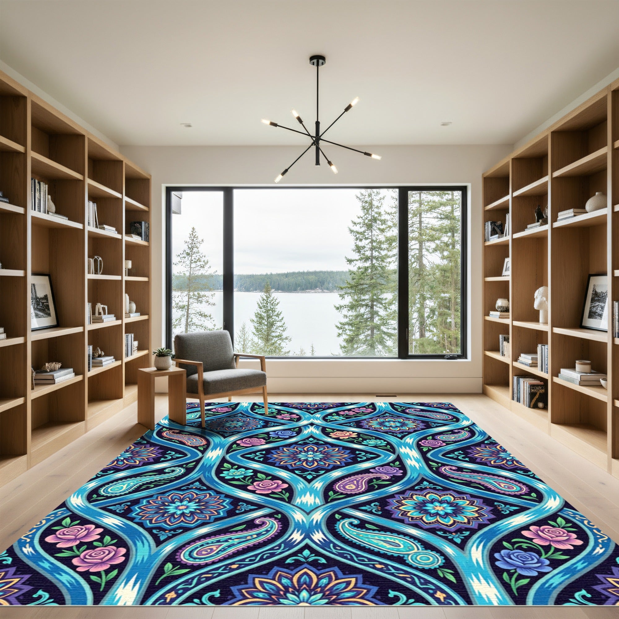Vibrant Paisley Medallion Floral Lattice Rug
