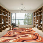 Warm Tones Swirling Abstract Rug