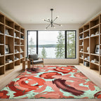 Painterly Coral Swirls AbstractRug Rug