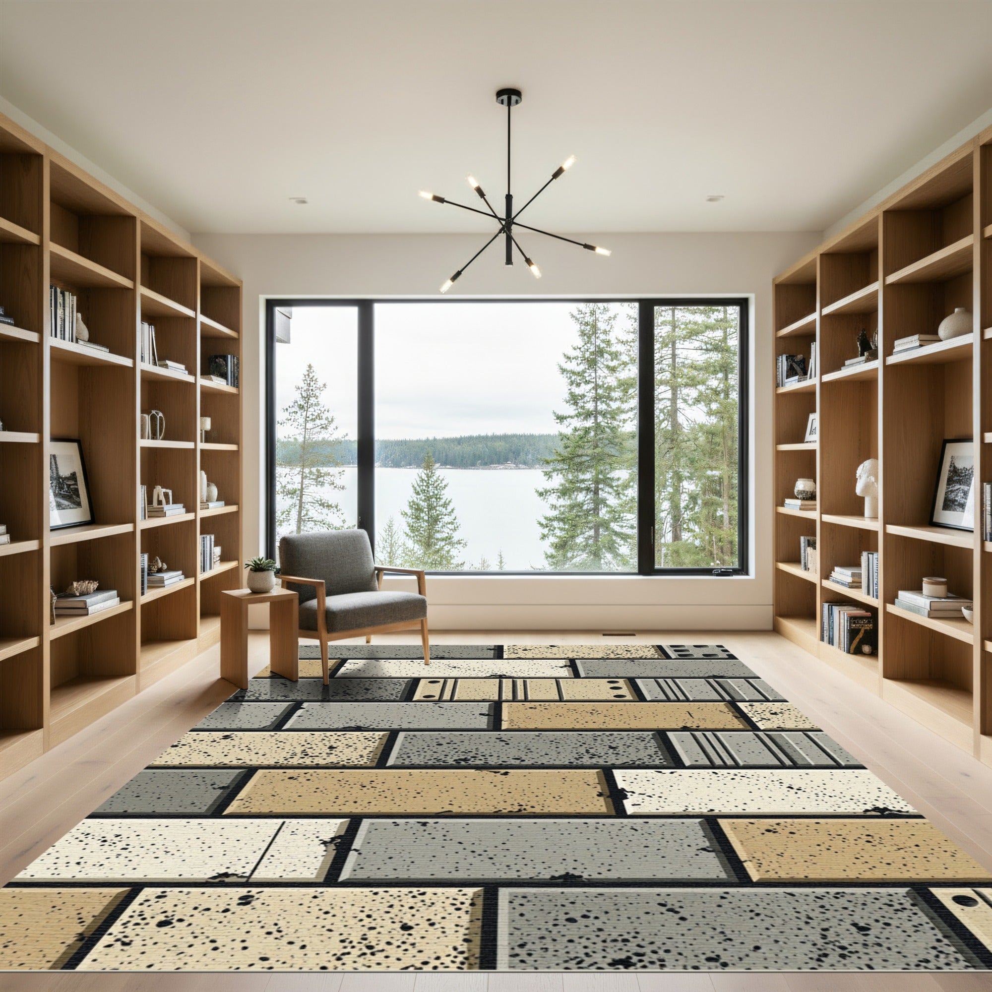 Textured Brick Neutral Tones Arrangement Rug