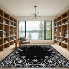 Winter White Snowflake Floral Frame Rug