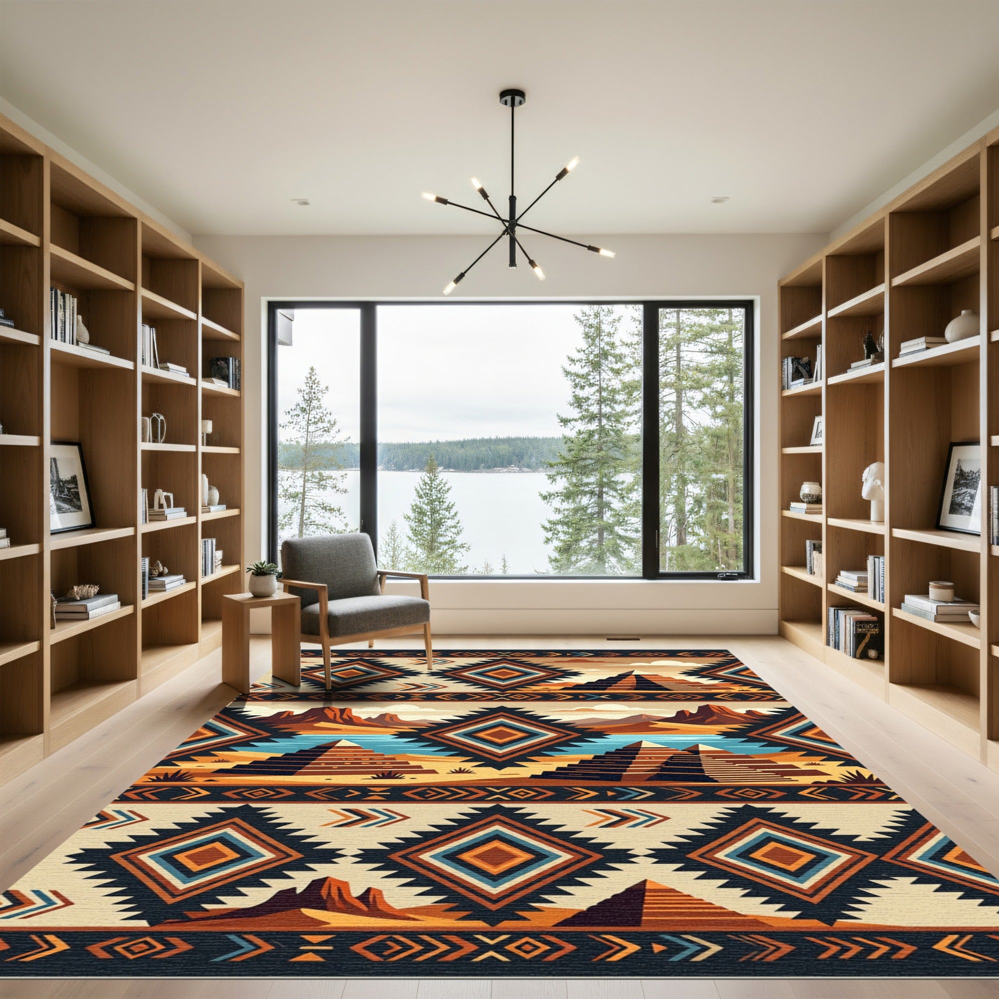 Geometric Desert Pyramid Southwestern Earth Tones Rug