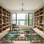 Regal Garden Scene with Sailboats Rug