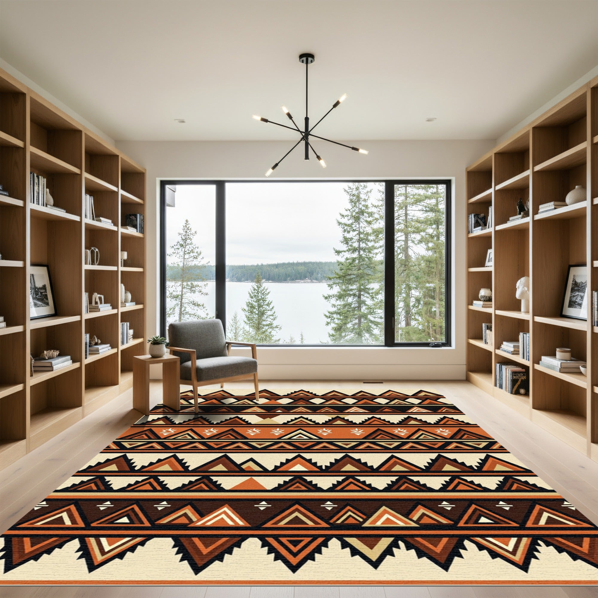 Earthy Geometric Aztec Terracotta Chevron Rug