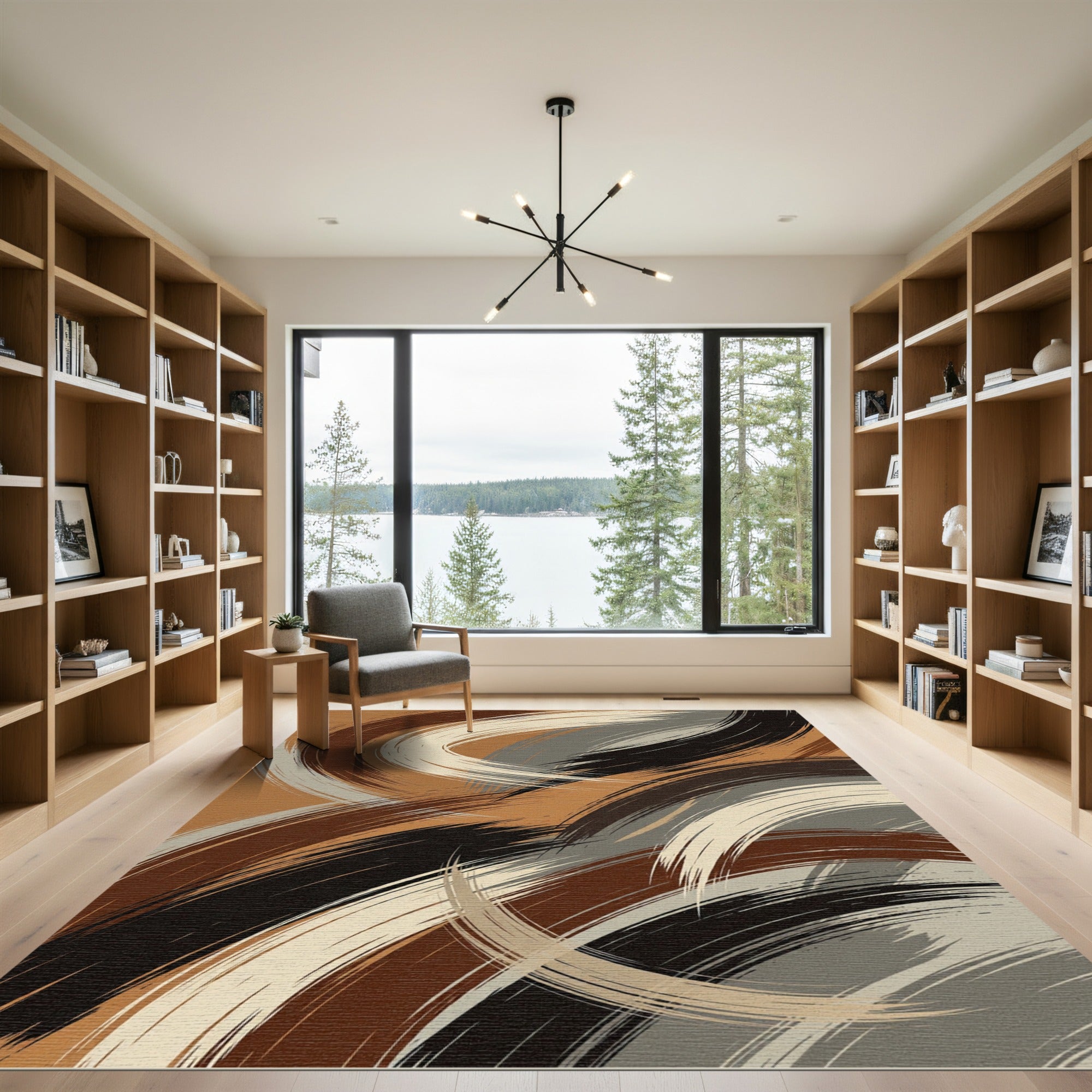 Warm Tones Brush Strokes Abstract Rug