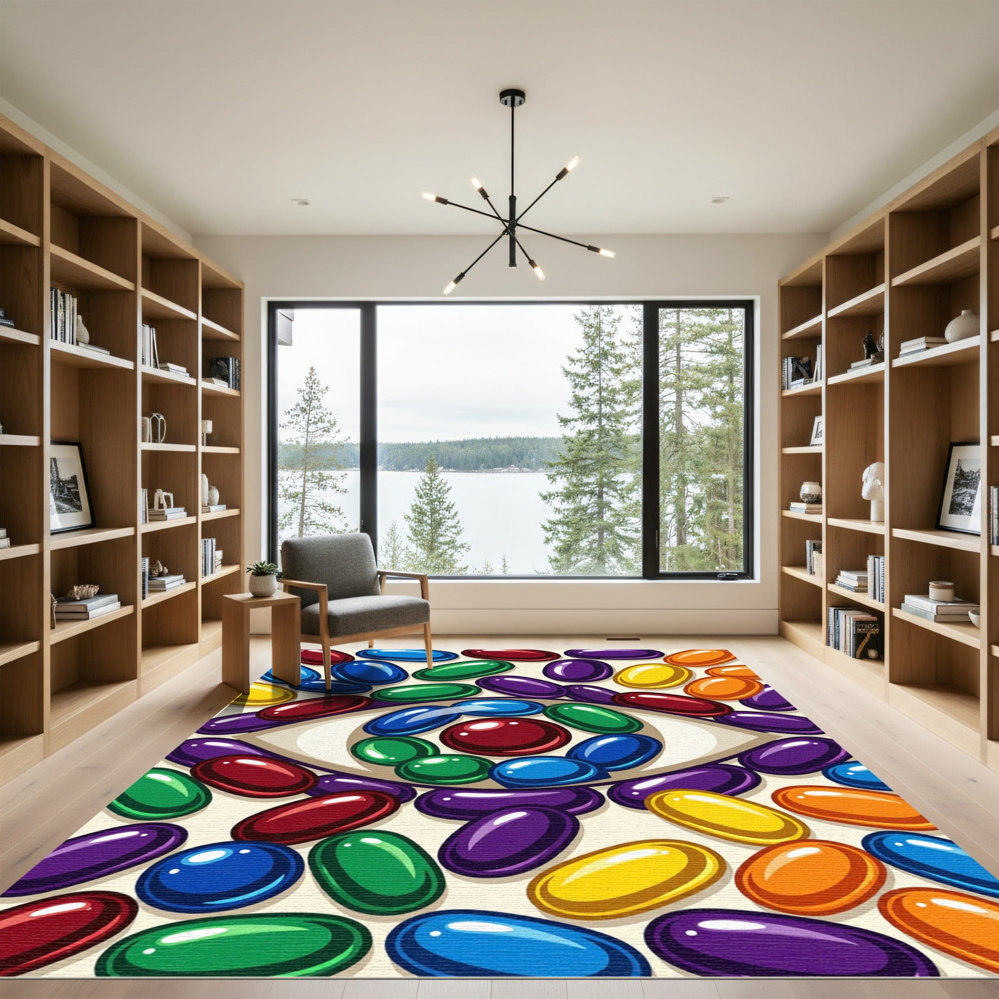 Vibrant Multicolored Jelly Bean Eye Art Rug