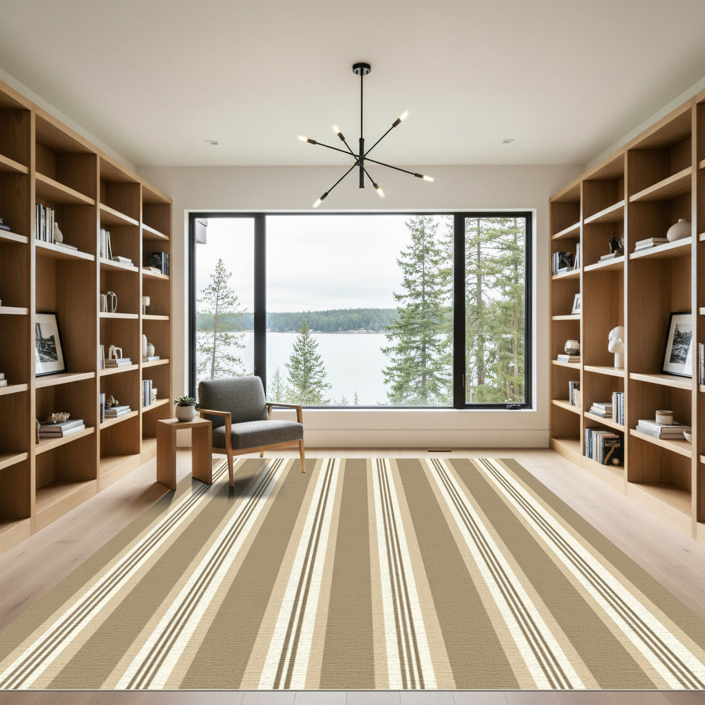 Earthy Neutral Vertical Stripe Rug
