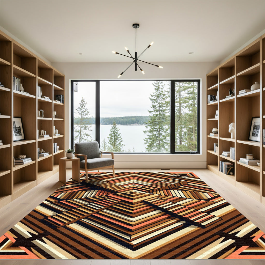 Modern Geometric Staircase Illusion Rug