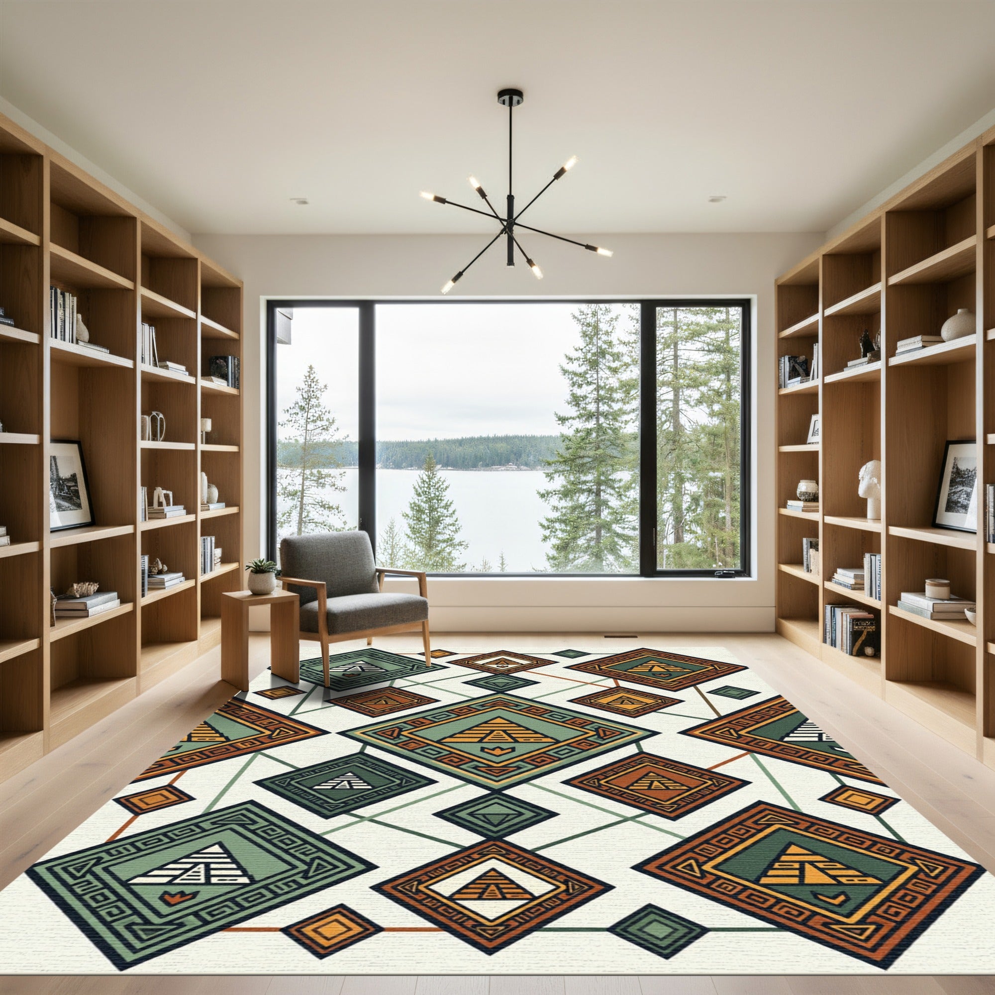 Tribal Earth Pyramid Geometric Medallion Rug