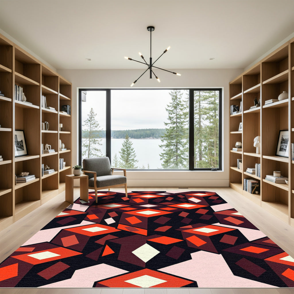 Crimson Cubes Diamond Brilliance Rug