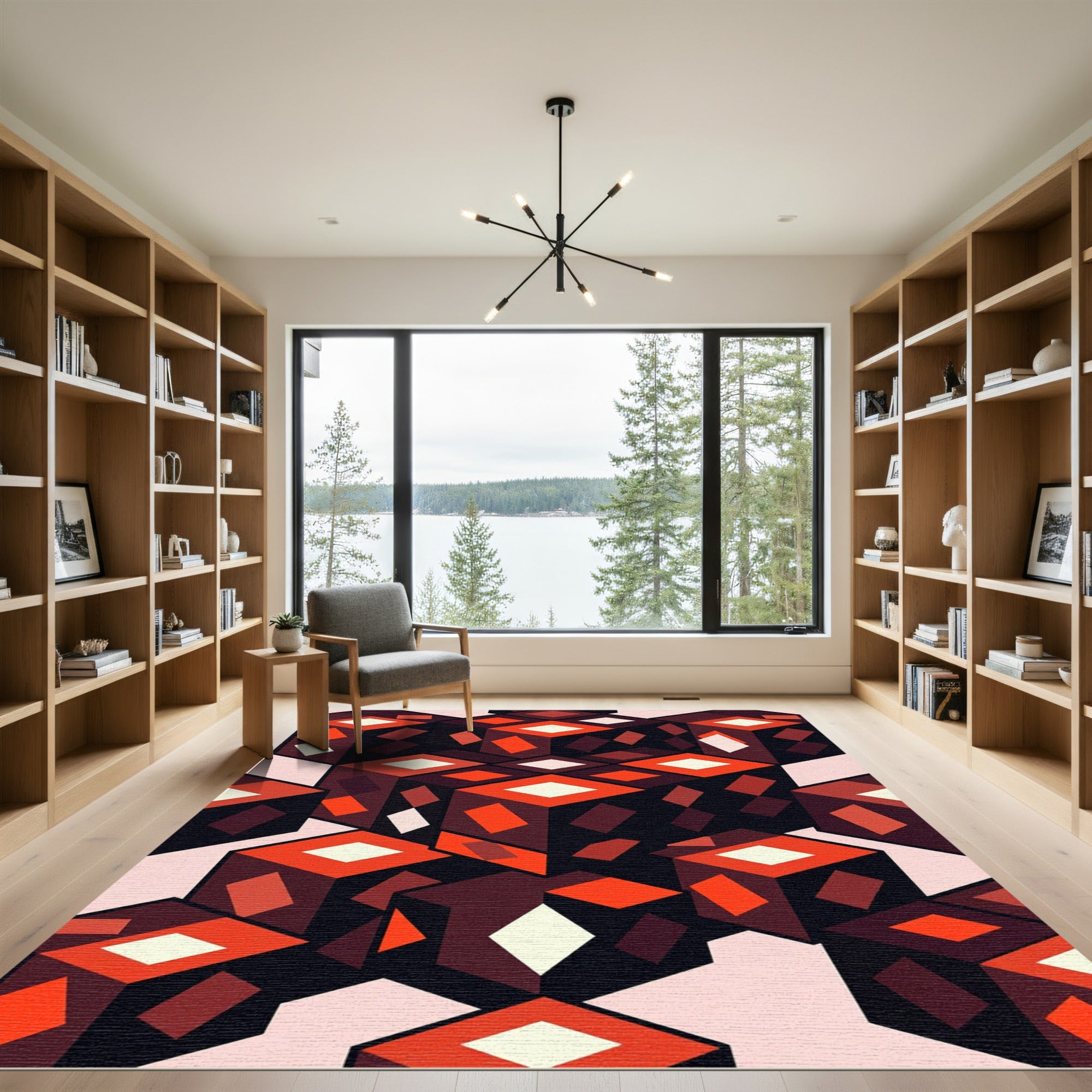 Crimson Cubes Diamond Brilliance Rug